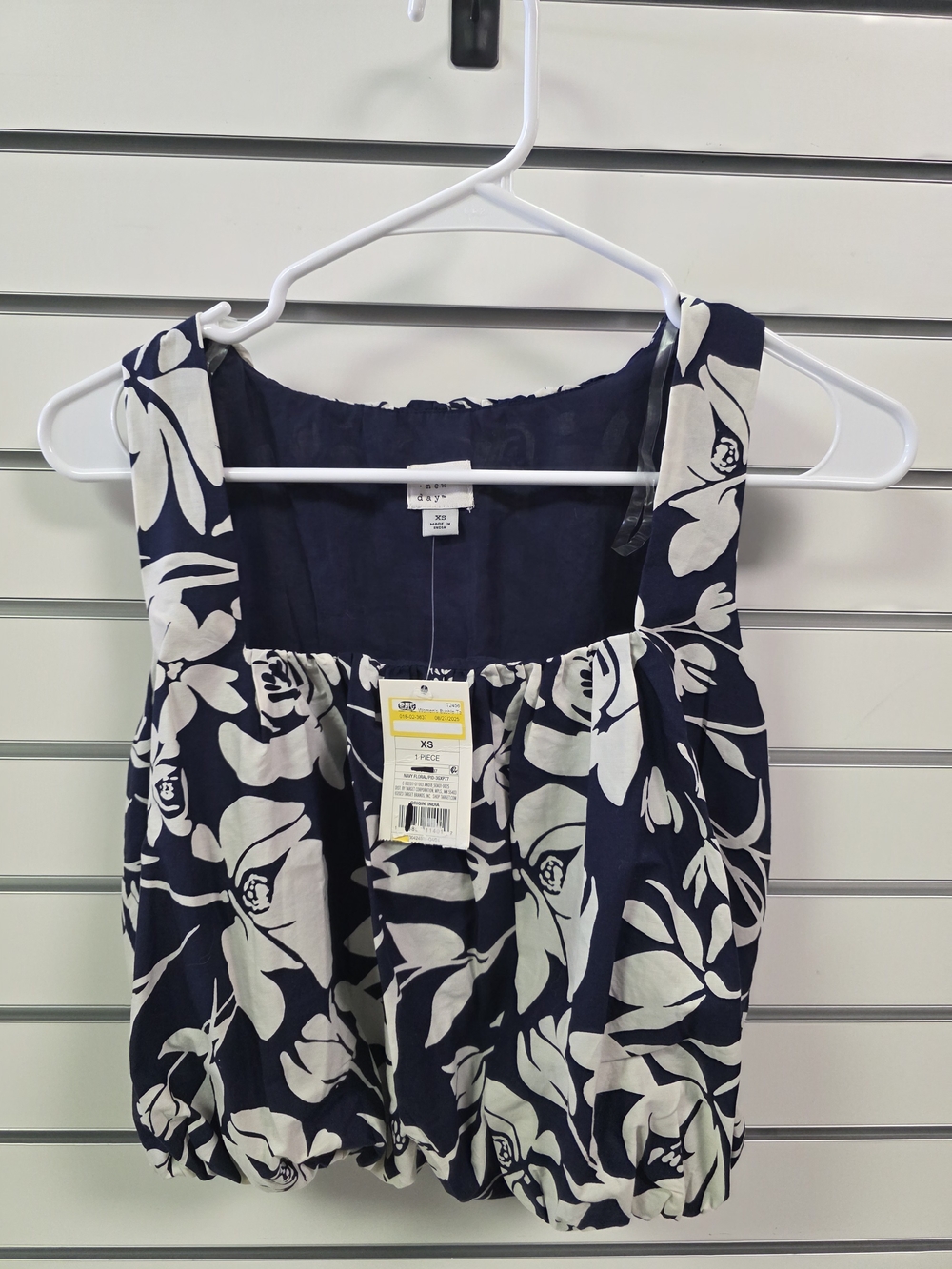 a new day Navy and White Floral Tank Top